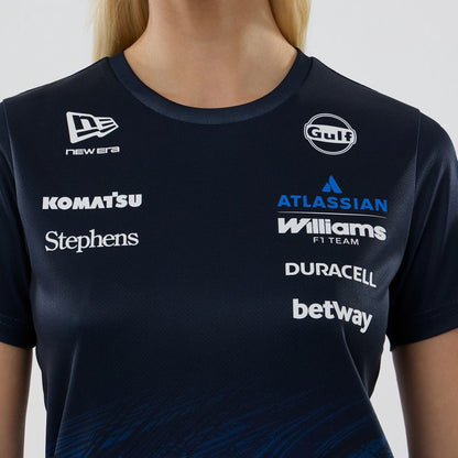 The model is wearing this Womens Carlos Sainz Atlassian Williams F1 Team Tech T-shirt in navy. 4