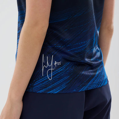 The model is wearing this Womens Carlos Sainz Atlassian Williams F1 Team Tech T-shirt in navy. 6