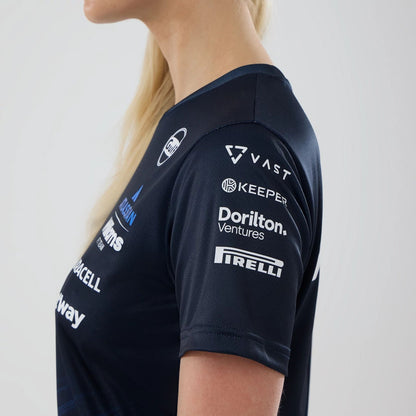 The model is wearing this Womens Atlassian Williams F1 Team Tech T-shirt in navy. 7