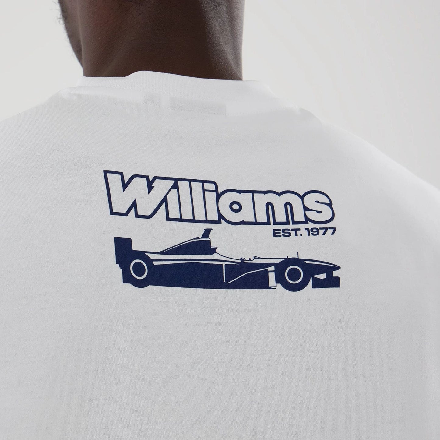 The model is wearing this Atlassian Williams F1 Team Japan 1996 World Champions Oversized T-Shirt in white. 5