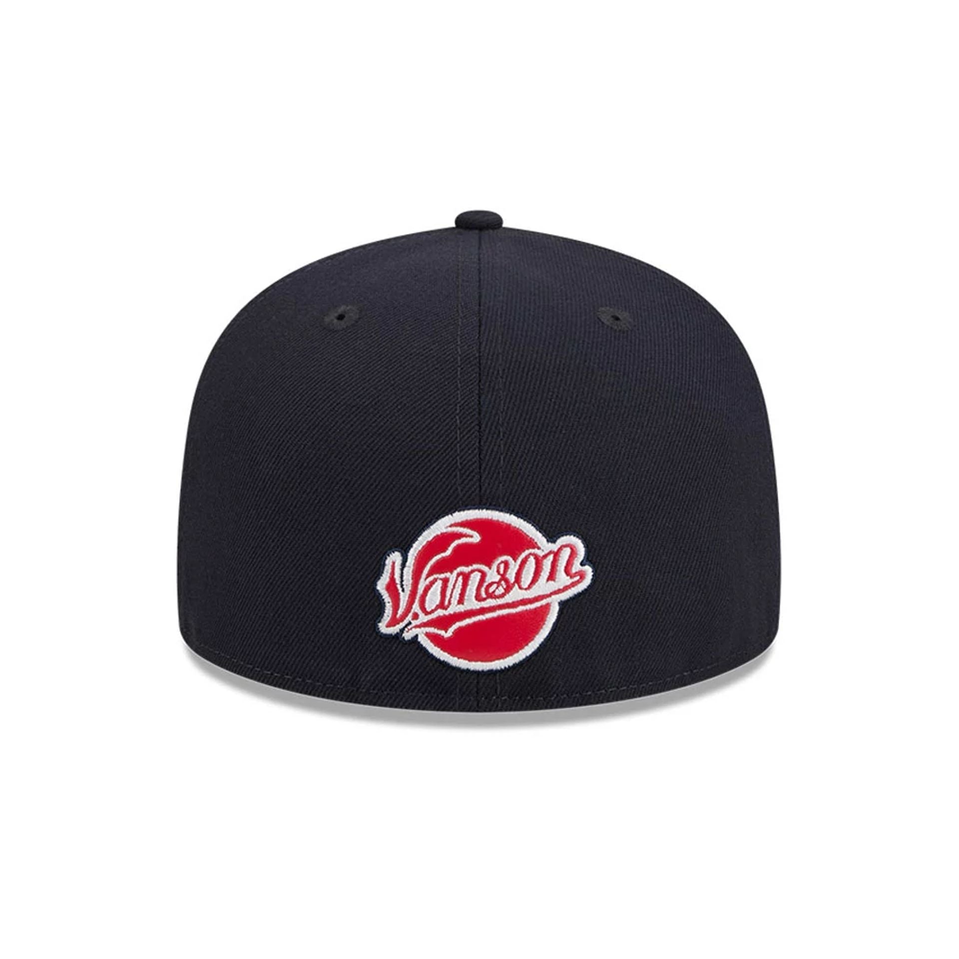 Pictured is this Vanson X MLB Boston Red Sox 59FIFTY Fitted cap in navy. 5