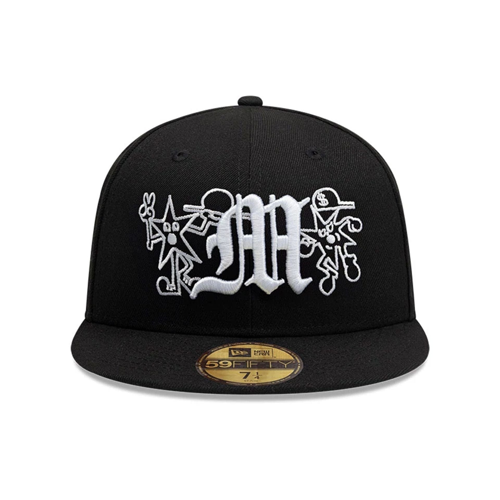 Pictured is this New Era X Mora All Over Characters 59FIFTY Fitted cap in black. 2