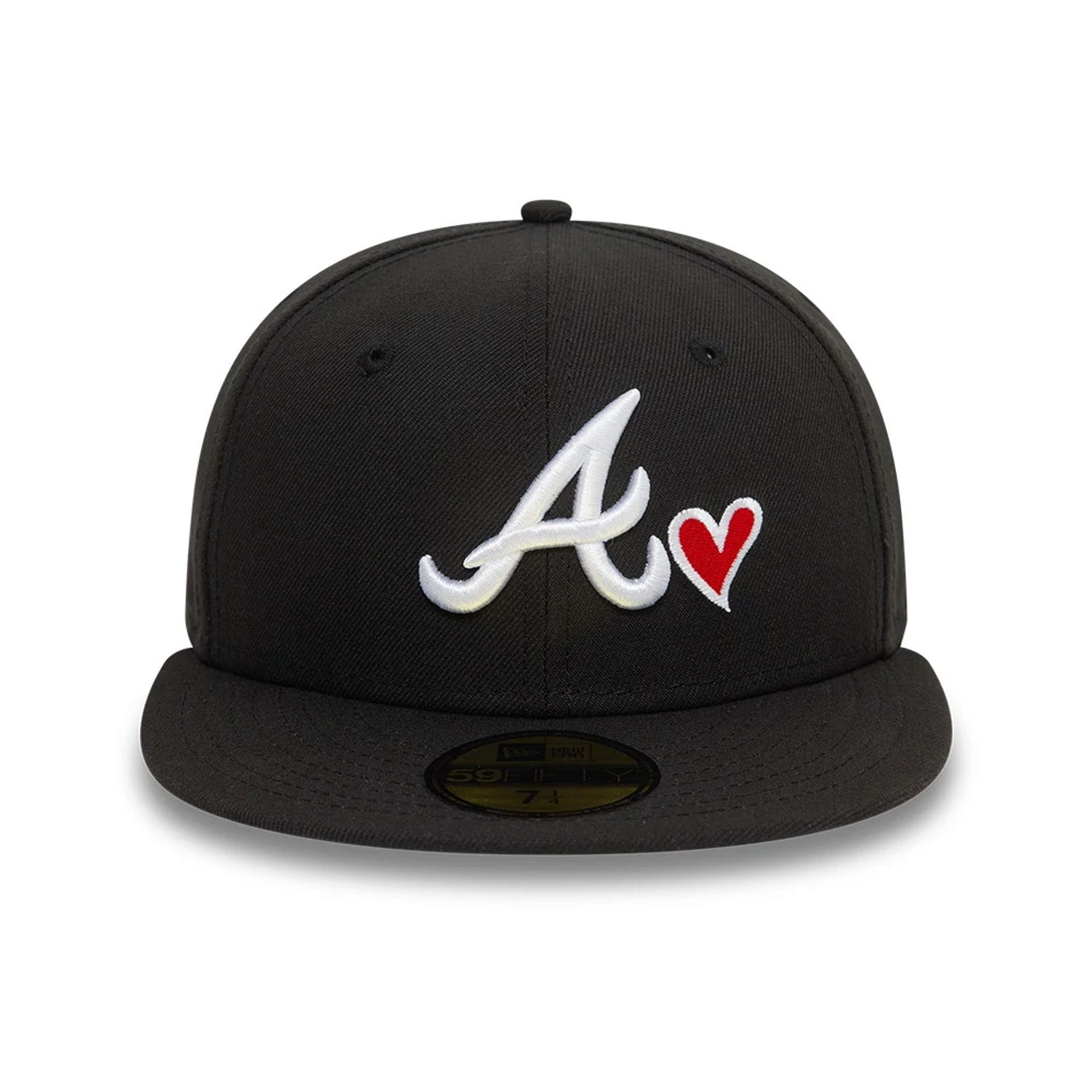 Pictured is this MLB Heart Icon Atlanta Braves 59FIFTY Fitted cap in black. 3