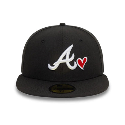 Pictured is this MLB Heart Icon Atlanta Braves 59FIFTY Fitted cap in black. 3