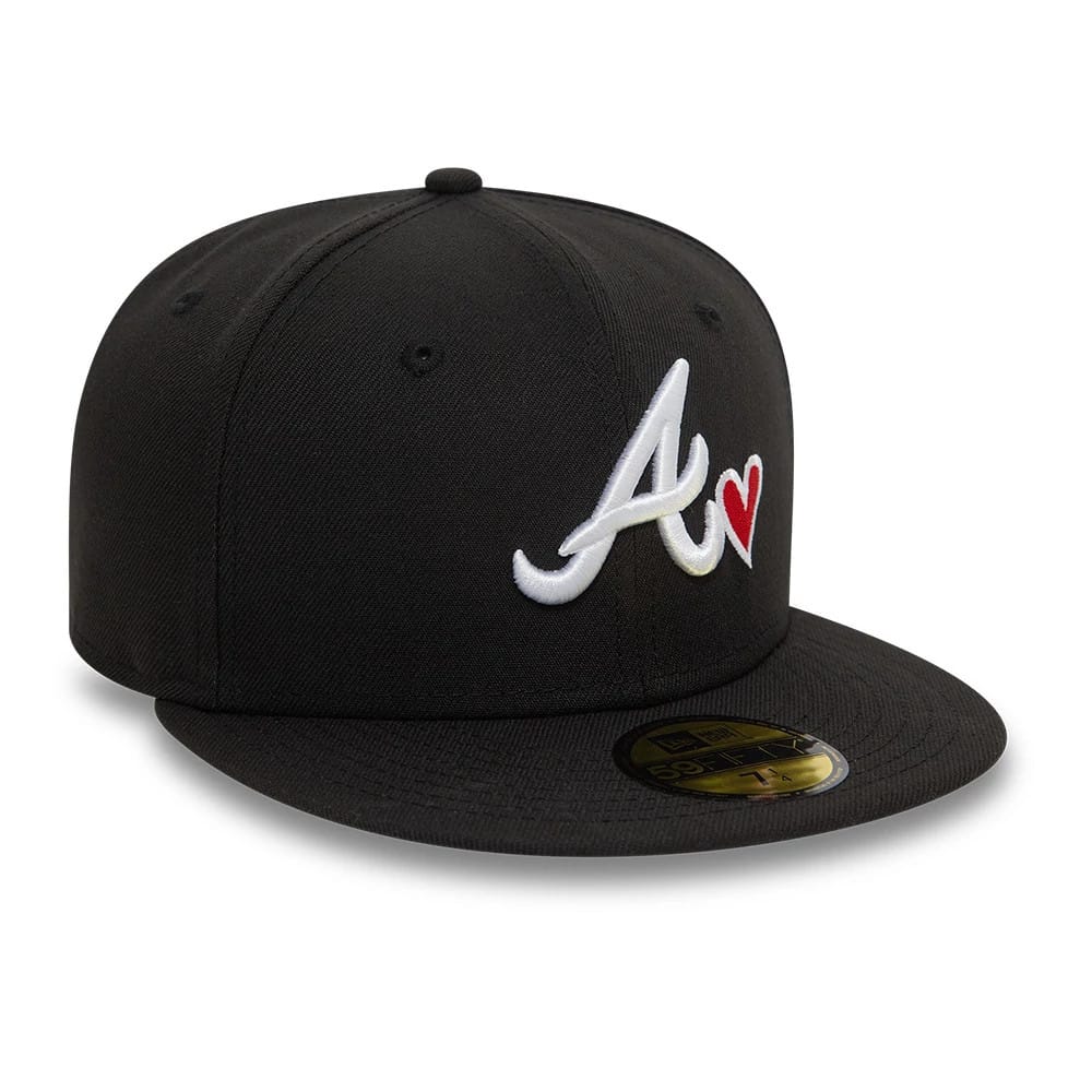 Pictured is this MLB Heart Icon Atlanta Braves 59FIFTY Fitted cap in black. 4
