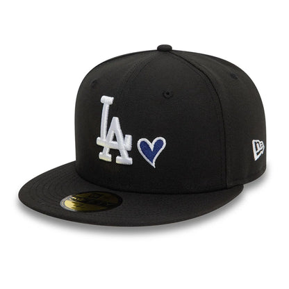 Pictured is this MLB Heart Icon LA Dodgers 59FIFTY Fitted cap in black. 1
