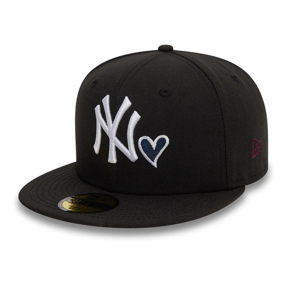 Pictured is this MLB Heart Icon New York Yankees 59FIFTY Fitted cap in black. 1
