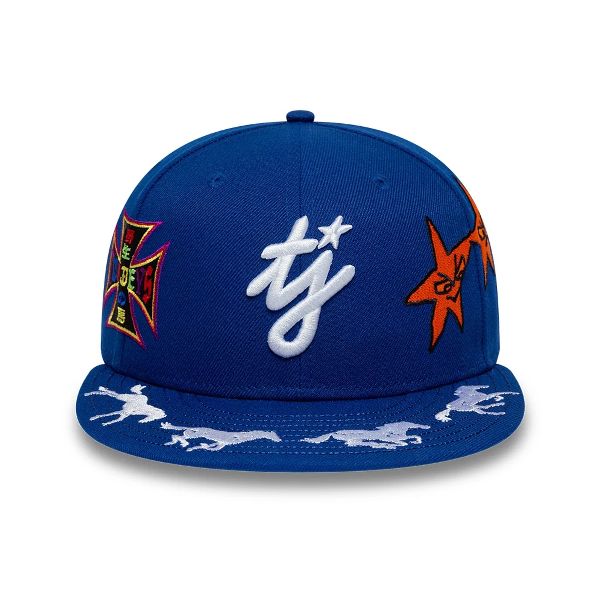Pictured is this Twojeys X New Era 59FIFTY Fitted cap in blue. 2