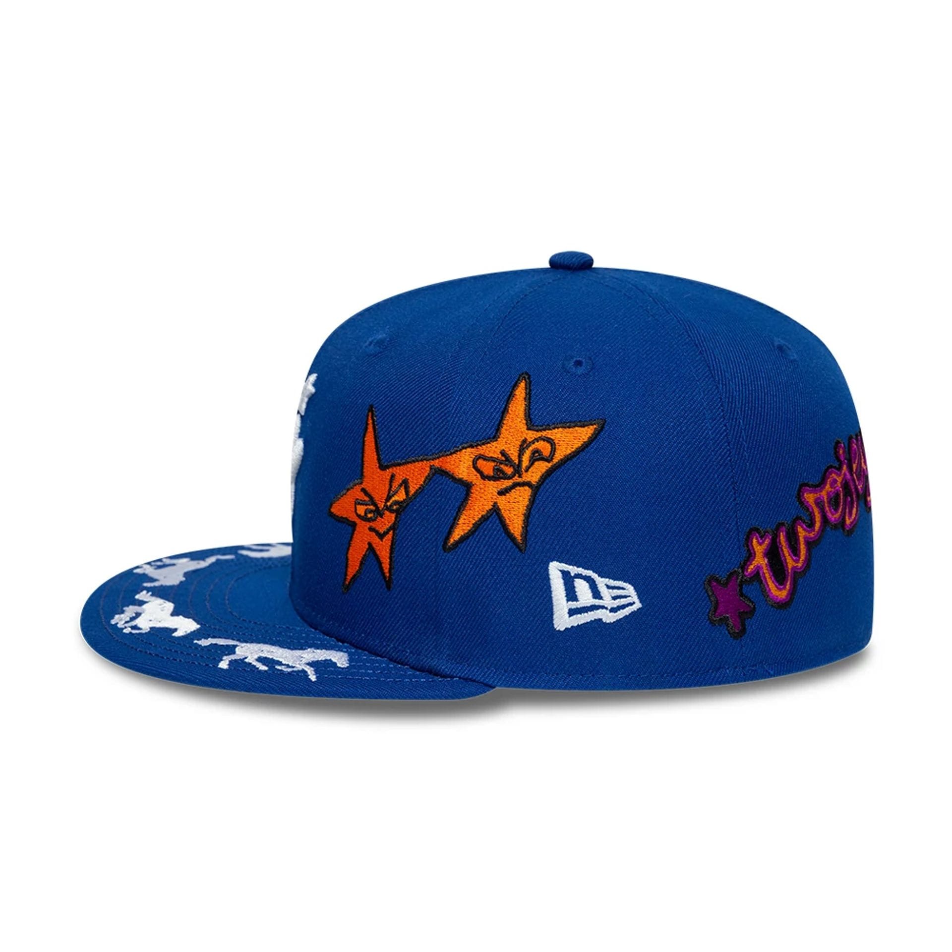 Pictured is this Twojeys X New Era 59FIFTY Fitted cap in blue. 4