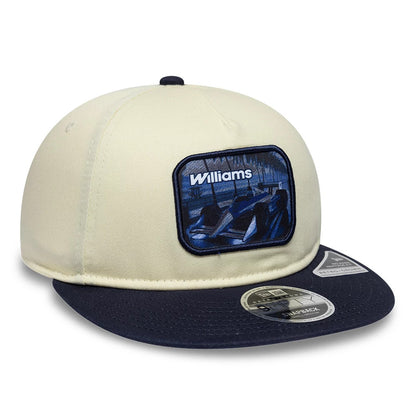 Pictured is this New Wave Atlassian Williams F1 Team Retro Crown 9FIFTY cap in Cream. 3