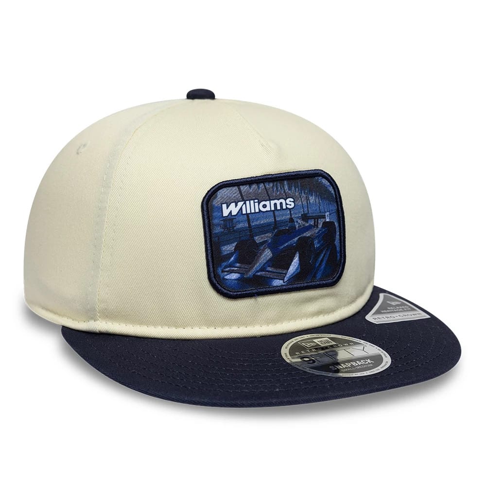 Pictured is this New Wave Atlassian Williams F1 Team Retro Crown 9FIFTY cap in Cream. 3