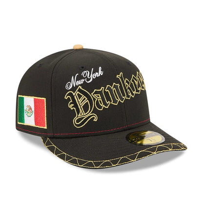 Pictured is this MLB Cinco De Mayo New York Yankees 59FIFTY Fitted cap in black. 1