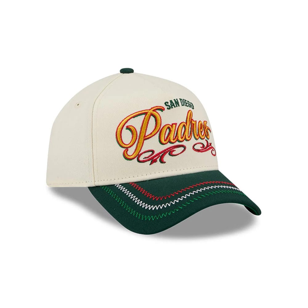 Pictured is this MLB Cinco De Mayo San Diego Padres 9FORTY A-Frame Adjustable cap in cream & green. 3