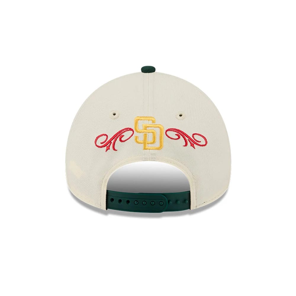 Pictured is this MLB Cinco De Mayo San Diego Padres 9FORTY A-Frame Adjustable cap in cream & green. 4