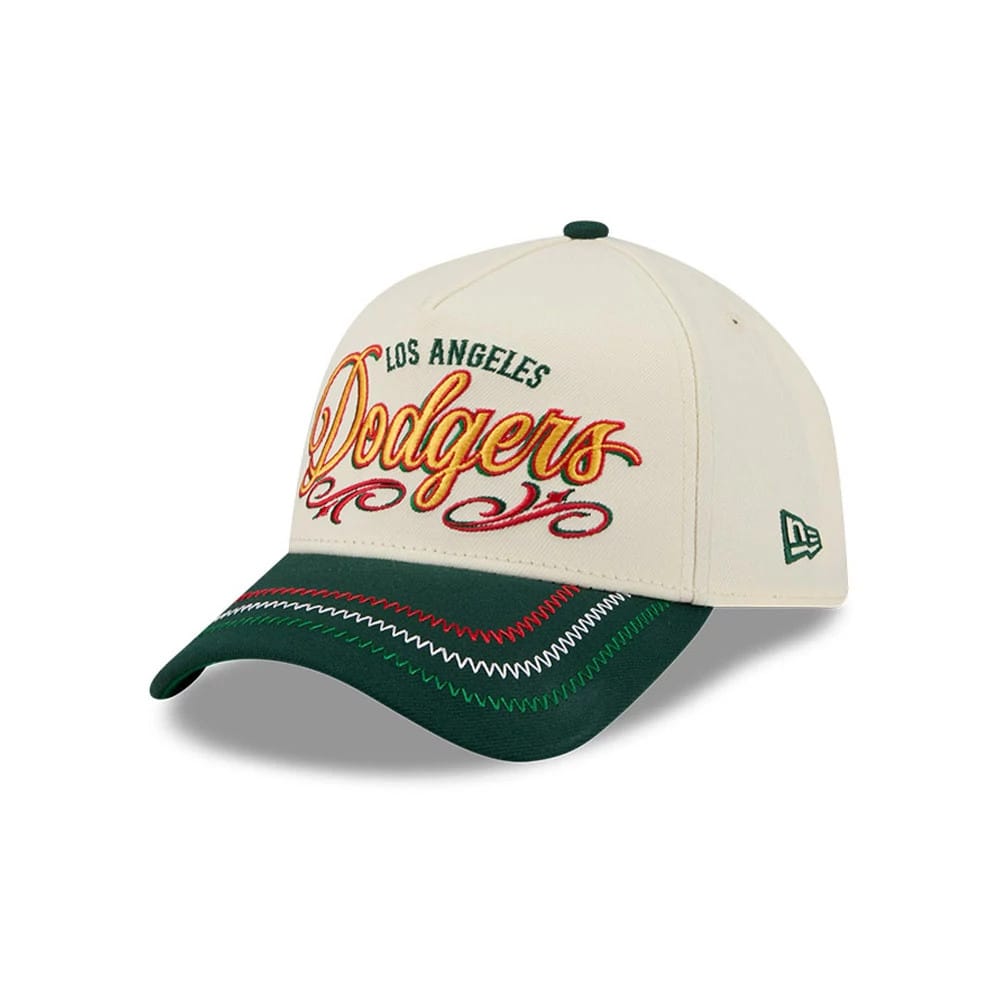 Pictured is this MLB Cinco De Mayo LA Dodgers 9FORTY A-Frame Adjustable cap in cream. 1