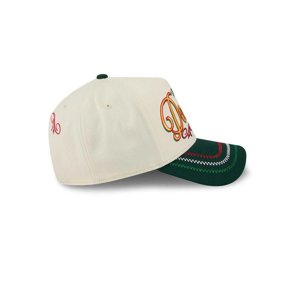 Pictured is this MLB Cinco De Mayo LA Dodgers 9FORTY A-Frame Adjustable cap in cream & green. 5