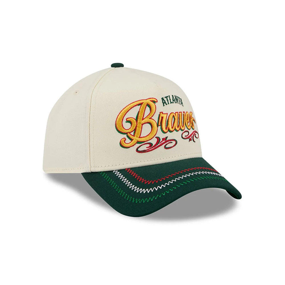 Pictured is this MLB Cinco De Mayo Atlanta Braves 9FORTY A-Frame Adjustable cap in cream & green. 3
