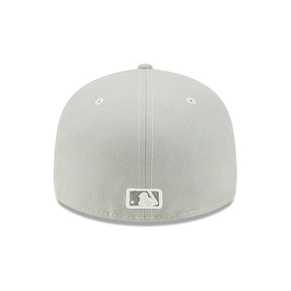 New York Yankees MLB Pastel Green New Era 59FIFTY Fitted Cap, rear view showing the white embroidered MLB Batterman logo centred on the structured pastel green crown, with matching eyelets and top button on the same soft green shade.