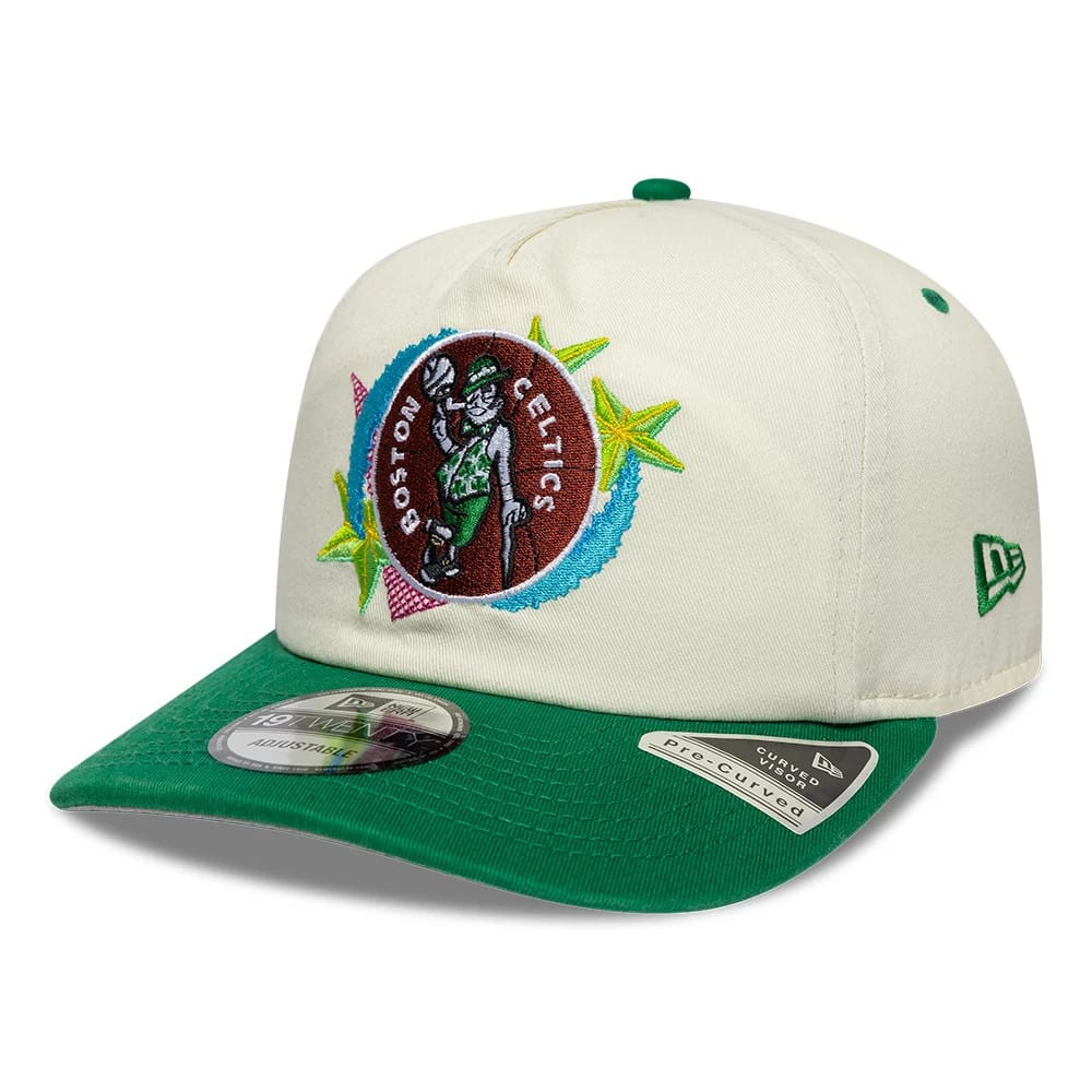 Pictured is this NBA Hardwood Classic Boston Celtics 19TWENTY Adjustable cap in cream & green. 4