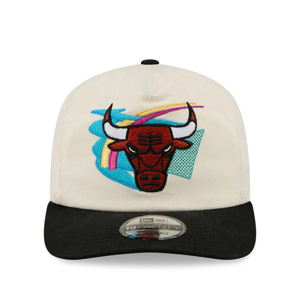 Pictured is this NBA Hardwood Classic Chicago Bulls 19TWENTY Adjustable cap in cream & black. 3