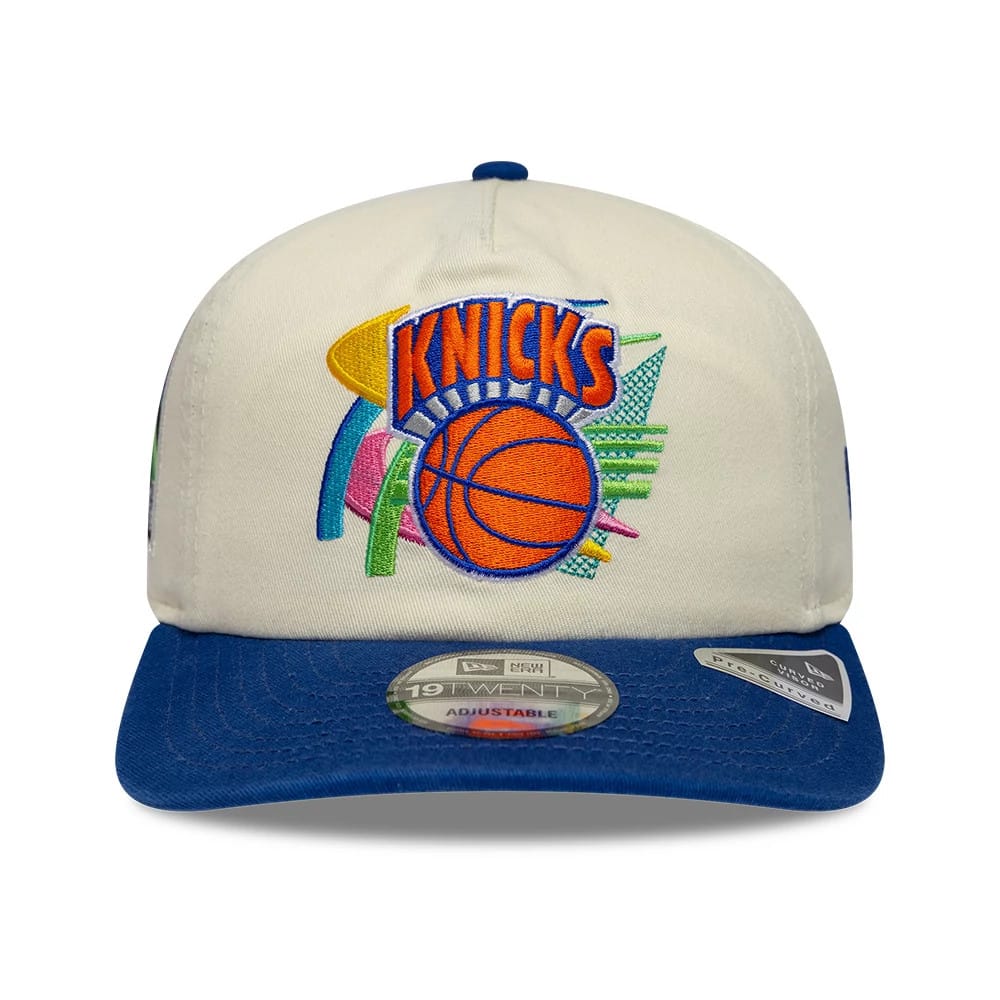 Pictured is this NBA Hardwood Classic New York Knicks 19TWENTY Adjustable cap in Cream. 3