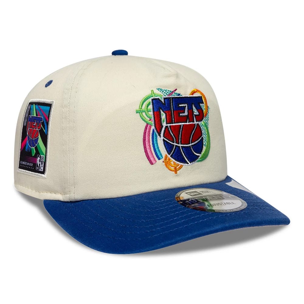 Pictured is this NBA Hardwood Classic New Jersey Nets 19TWENTY Adjustable cap in cream & blue. 1