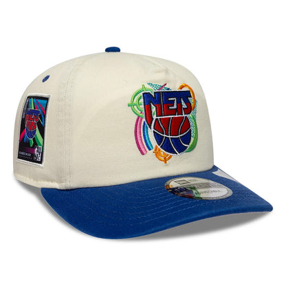 Pictured is this NBA Hardwood Classic New Jersey Nets 19TWENTY Adjustable cap in cream & blue. 1