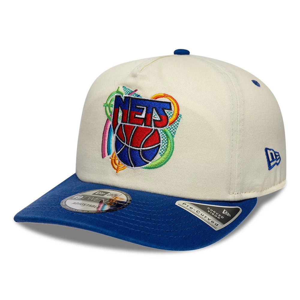 Pictured is this NBA Hardwood Classic New Jersey Nets 19TWENTY Adjustable cap in cream & blue. 4