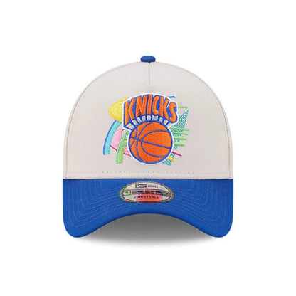 Pictured is this NBA Hardwood Classic New York Knicks 9FORTY A-Frame Adjustable cap in light beige. 3