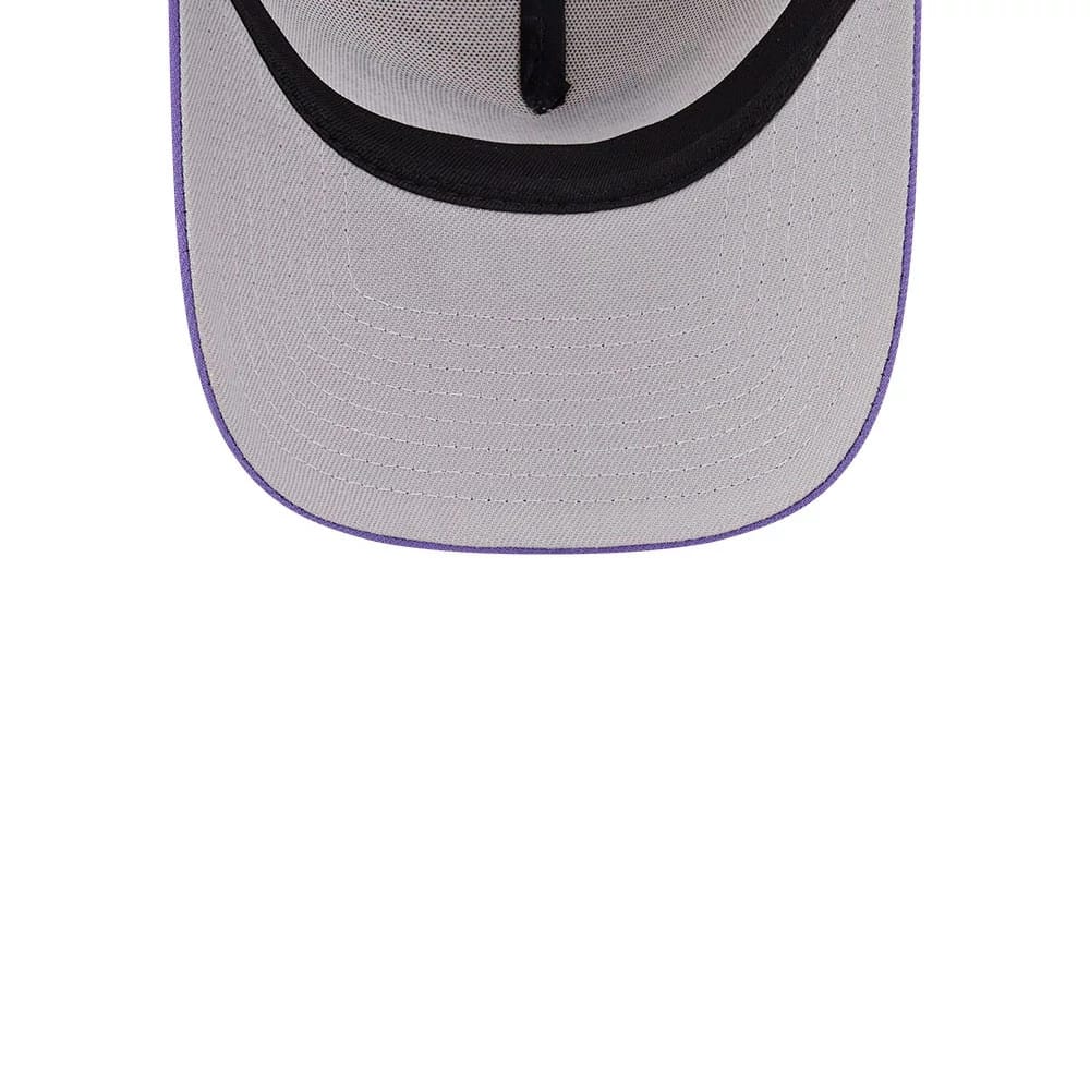 Pictured is this NBA Hardwood Classic LA Lakers 9FORTY A-Frame Adjustable cap in light beige. 2
