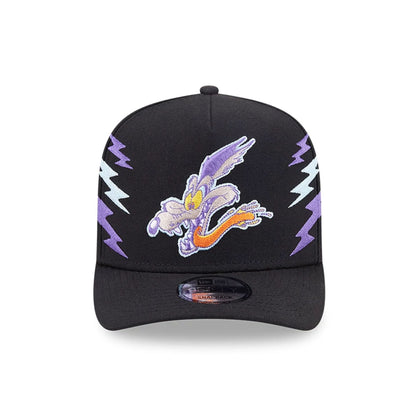 Pictured is this Looney Tunes Wile E Coyote 9FIFTY A-Frame Snapback Adjustable cap in black. 3
