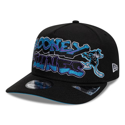 Pictured is this Looney Tunes Multi Character 9FIFTY A-Frame Snapback Adjustable cap in black. 1