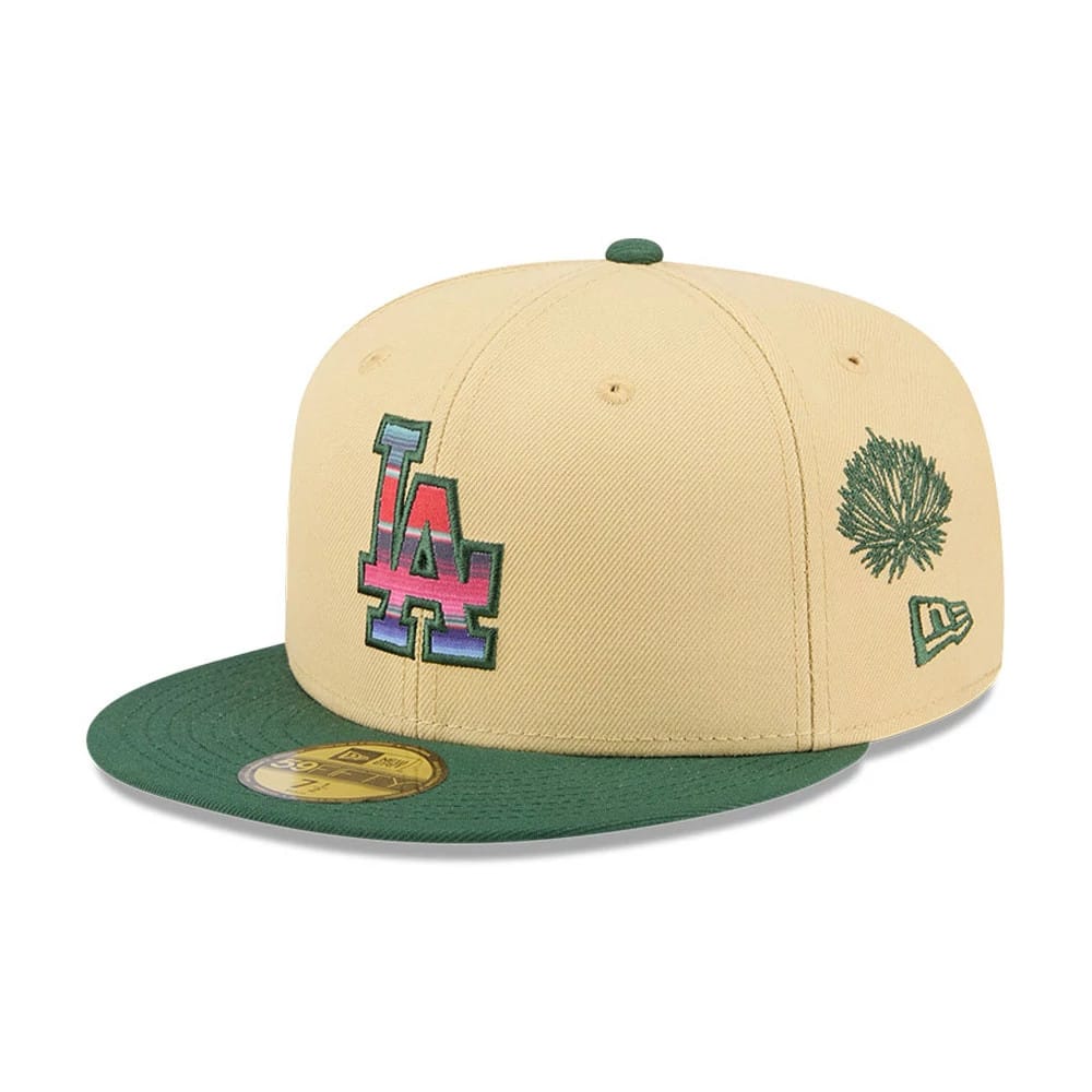 Pictured is this MLB Agave 2Tone LA Dodgers 59FIFTY Fitted cap in light beige & green. 1