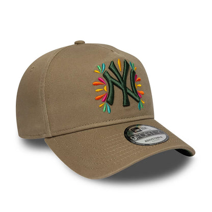Pictured is this MLB Vibrant Festivities New York Yankees 9FORTY A-Frame Adjustable cap in Beige. 4