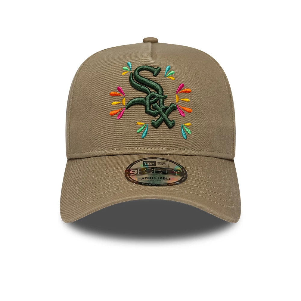 Pictured is this MLB Vibrant Festivities Chicago White Sox 9FORTY A-Frame Adjustable cap in Beige. 4