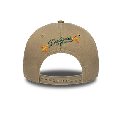 Pictured is this MLB Vibrant Festivities LA Dodgers 9FORTY A-Frame Adjustable cap in Beige. 3