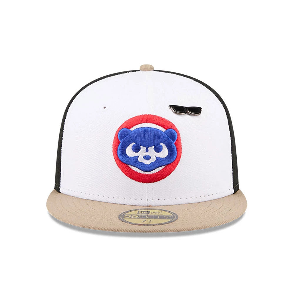 Pictured is this MLB X Ferris Bueller's Day Off Chicago Cubs 59FIFTY Fitted cap in white. 3