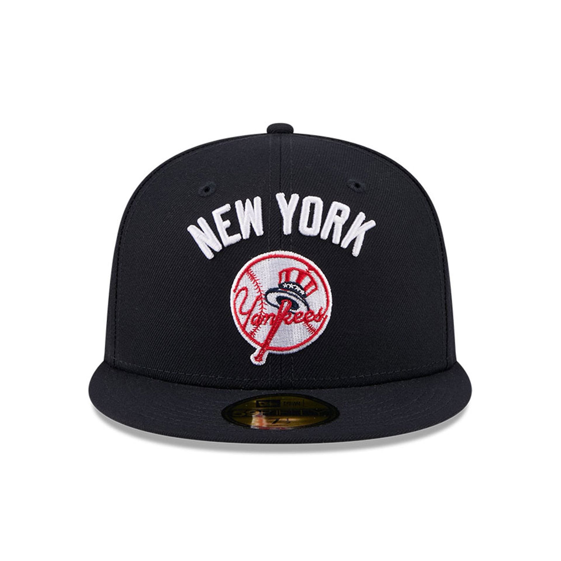 Pictured is this MLB X Seinfeld New York Yankees 59FIFTY Fitted cap in navy. 3