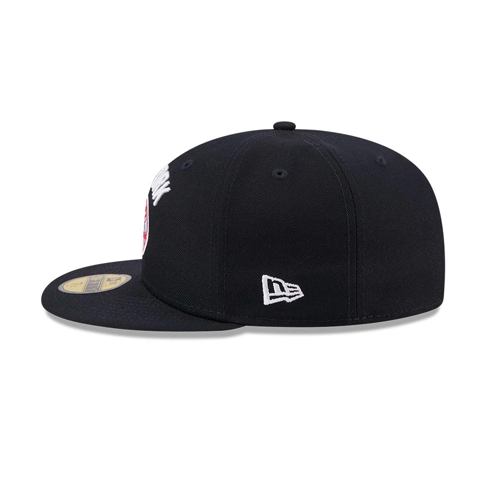 Pictured is this MLB X Seinfeld New York Yankees 59FIFTY Fitted cap in navy. 6