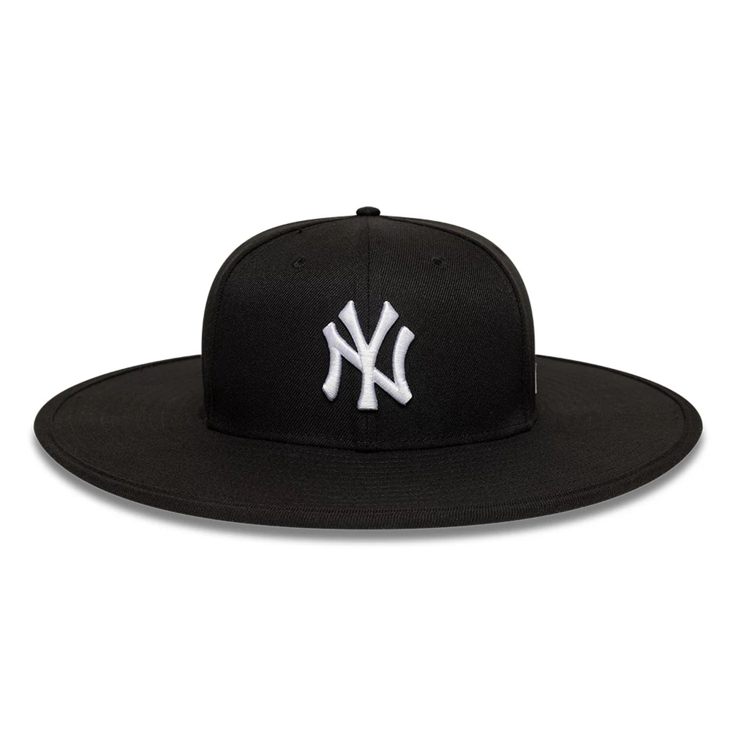 Pictured is this MLB 6 Panel New York Yankees Fitted Bucket hat in black. 2