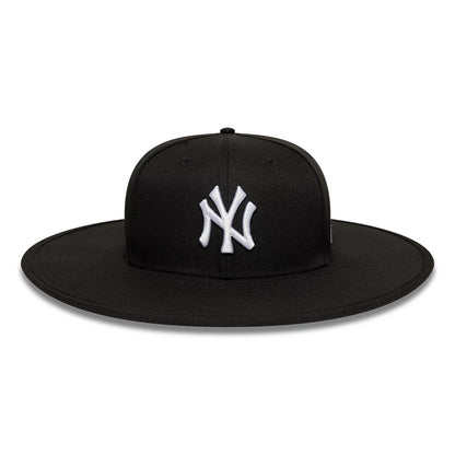 Pictured is this MLB 6 Panel New York Yankees Fitted Bucket hat in black. 2