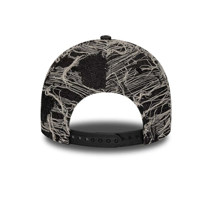 Pictured is this MLB Distressed Denim New York Yankees 9FORTY E-Frame Adjustable cap in black. 4