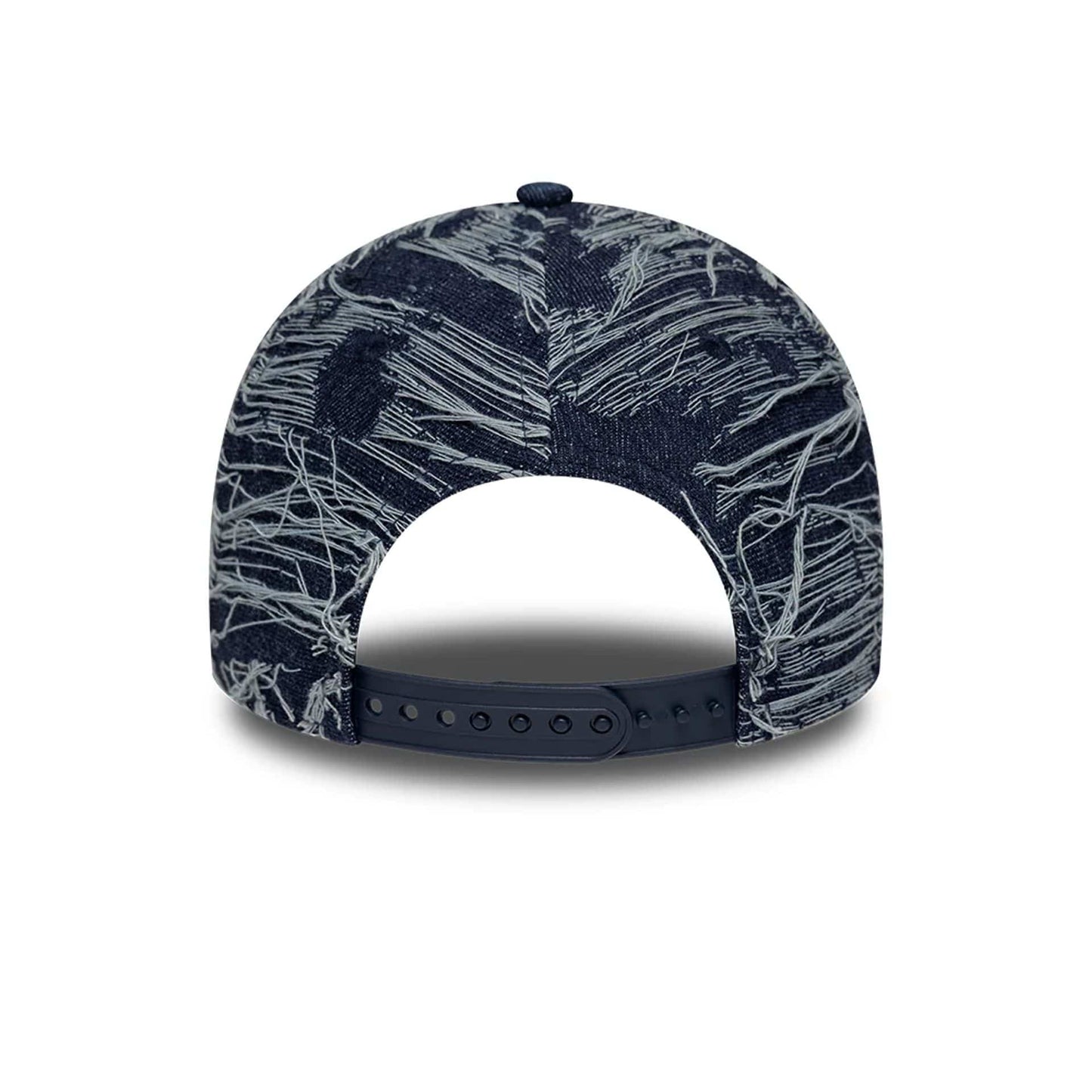 Pictured is this MLB Distressed Denim New York Yankees 9FORTY E-Frame Adjustable cap in navy. 4