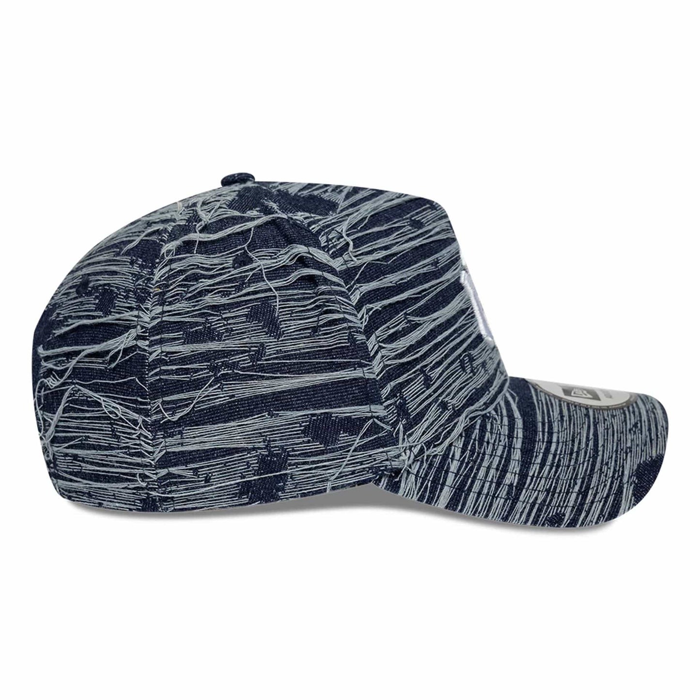 Pictured is this MLB Distressed Denim New York Yankees 9FORTY E-Frame Adjustable cap in navy. 6