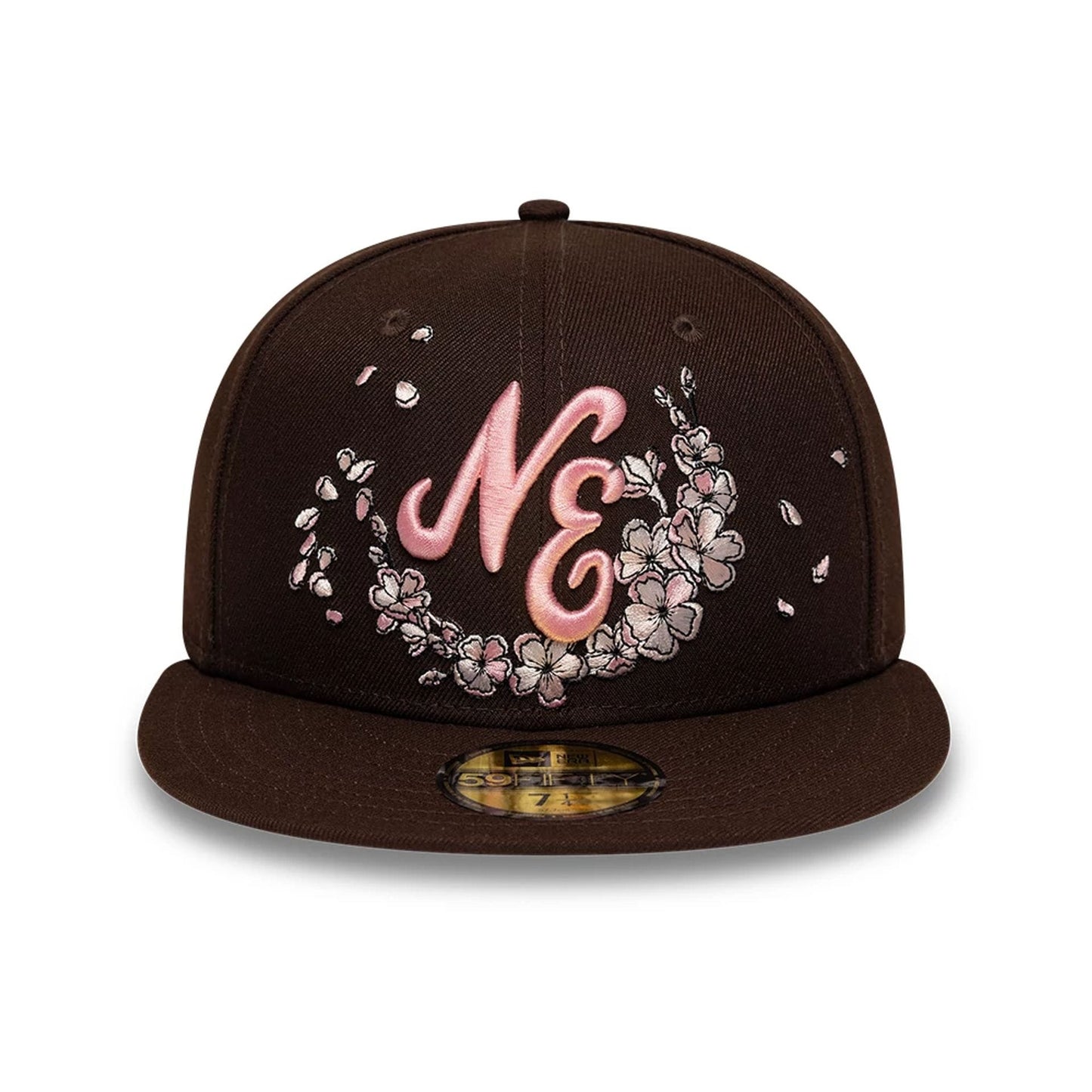 Pictured is this New Era Cherry Blossom 59FIFTY Fitted cap in dark brown. 3