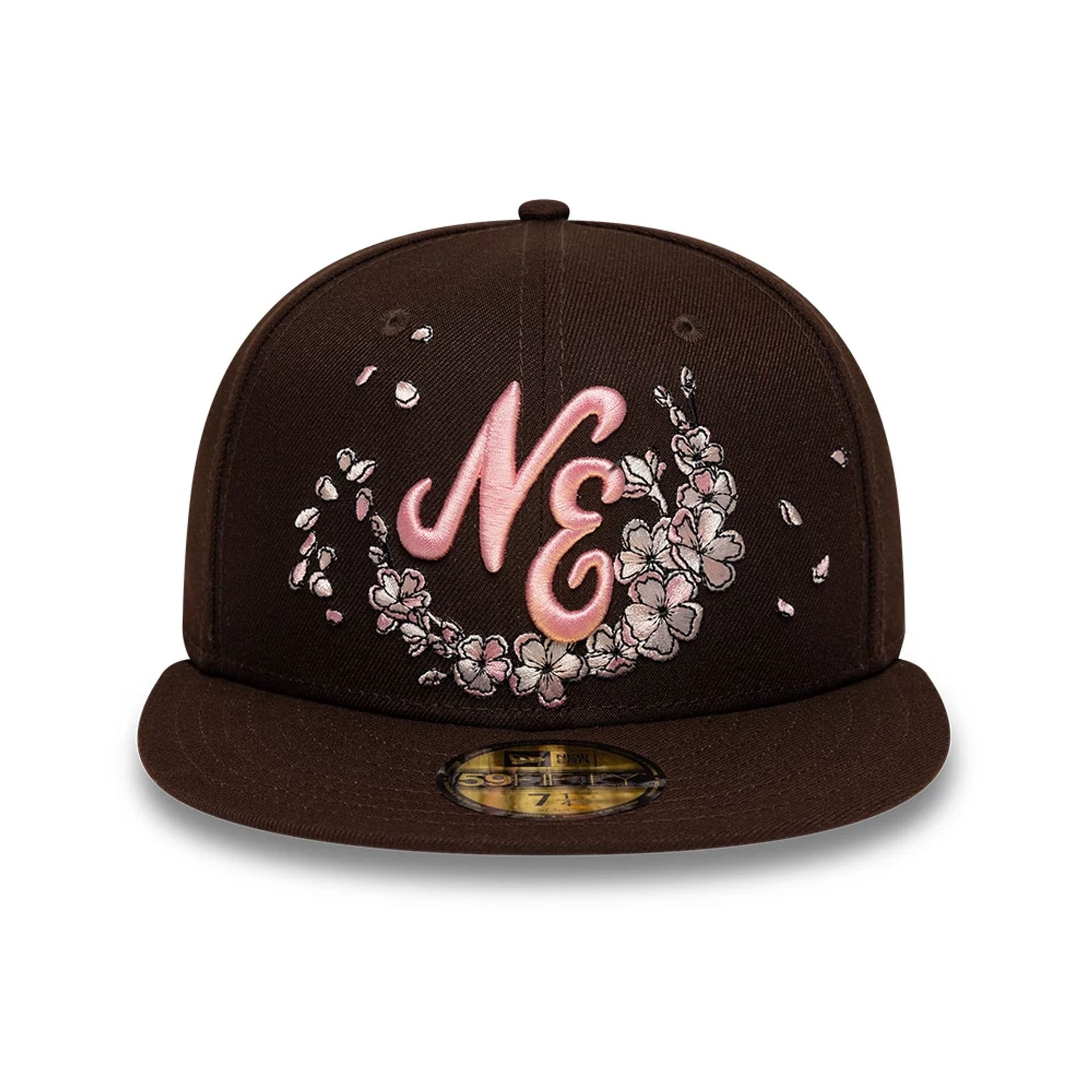 Pictured is this New Era Cherry Blossom 59FIFTY Fitted cap in dark brown. 3