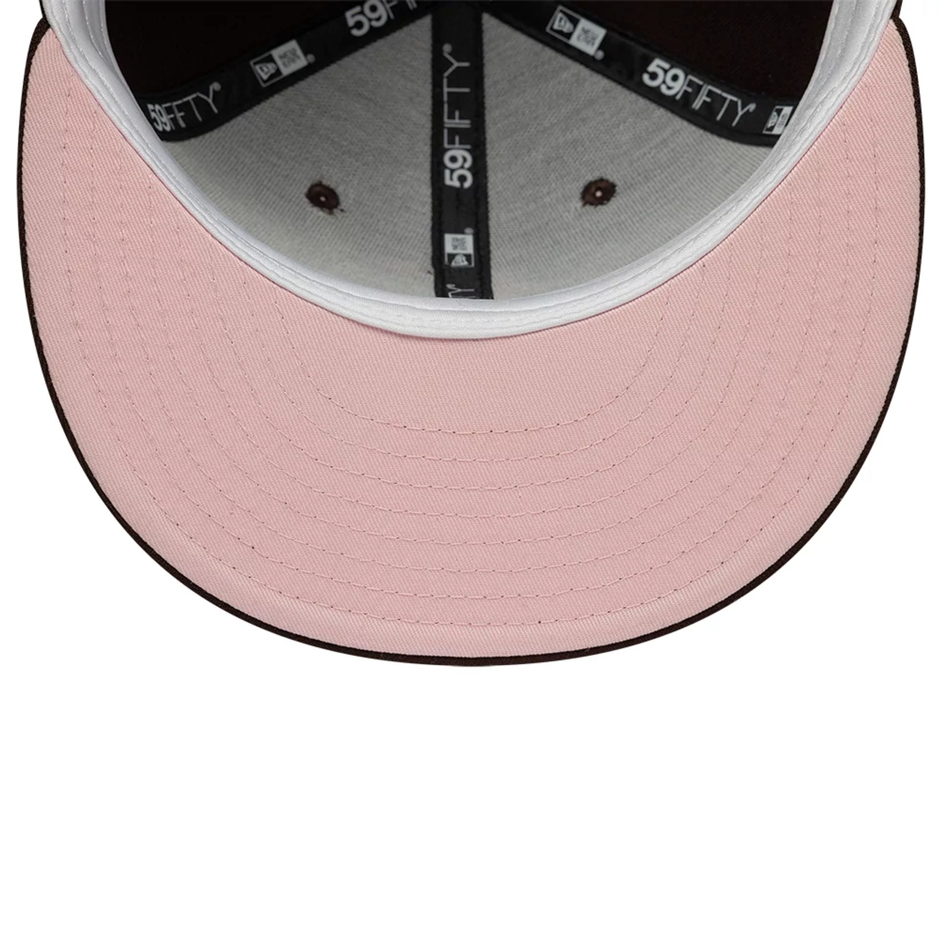 Pictured is this New Era Cherry Blossom 59FIFTY Fitted cap in dark brown. 2