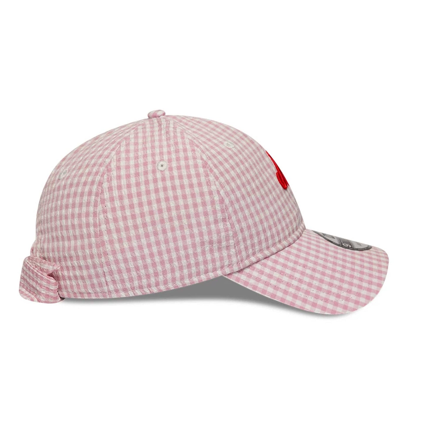 Pictured is this New Era Gingham Bowback 9TWENTY Adjustable cap in pastel pink. 6