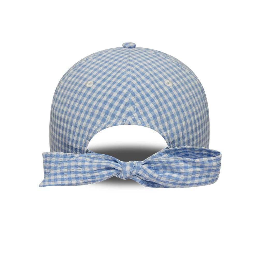 Pictured is this MLB Gingham Bowback LA Dodgers 9TWENTY Adjustable cap in pastel blue. 2