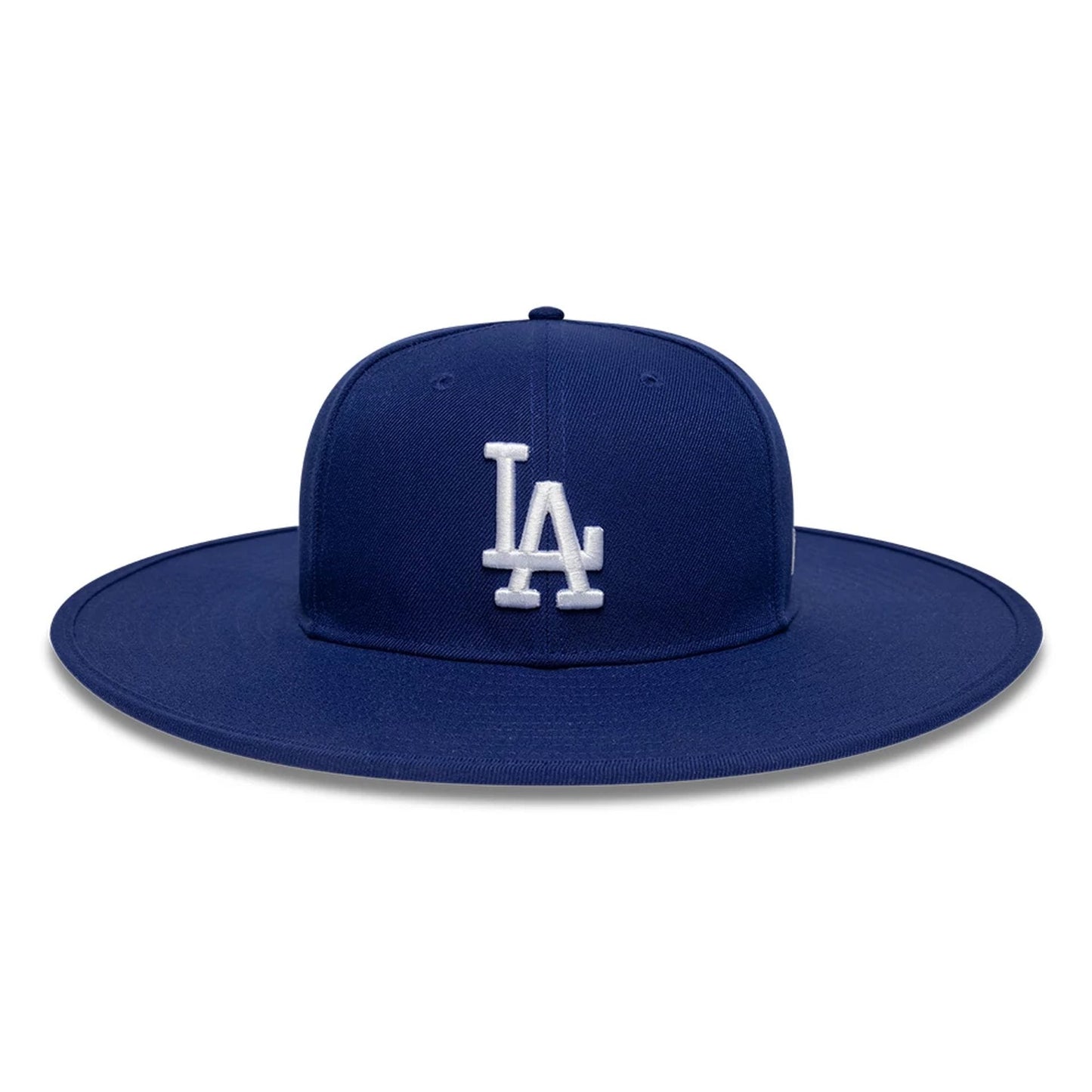 Pictured is this MLB 6 Panel LA Dodgers Fitted Bucket hat in dark blue. 2